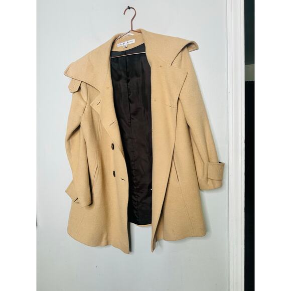 Vintage LARRY LEVINE Light Tan Camel Hair Blend Button Up Coat Size 12 - Picture 1 of 12